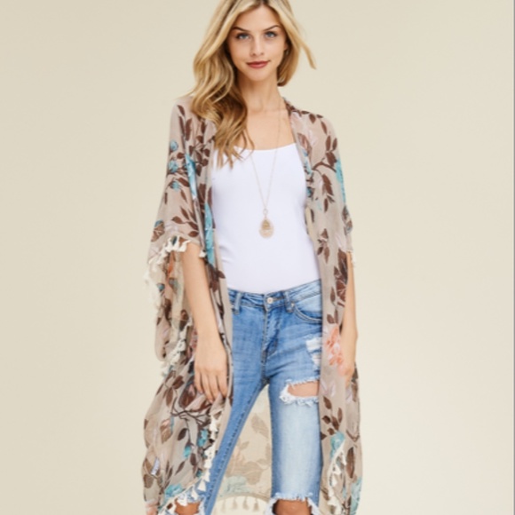 Blue and Tan Sleeveless Oversized Tunic - Picture 4 of 7